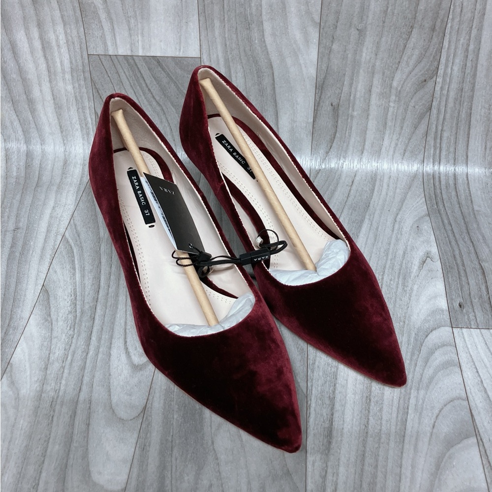 Zara Burgundy Velvet Heels